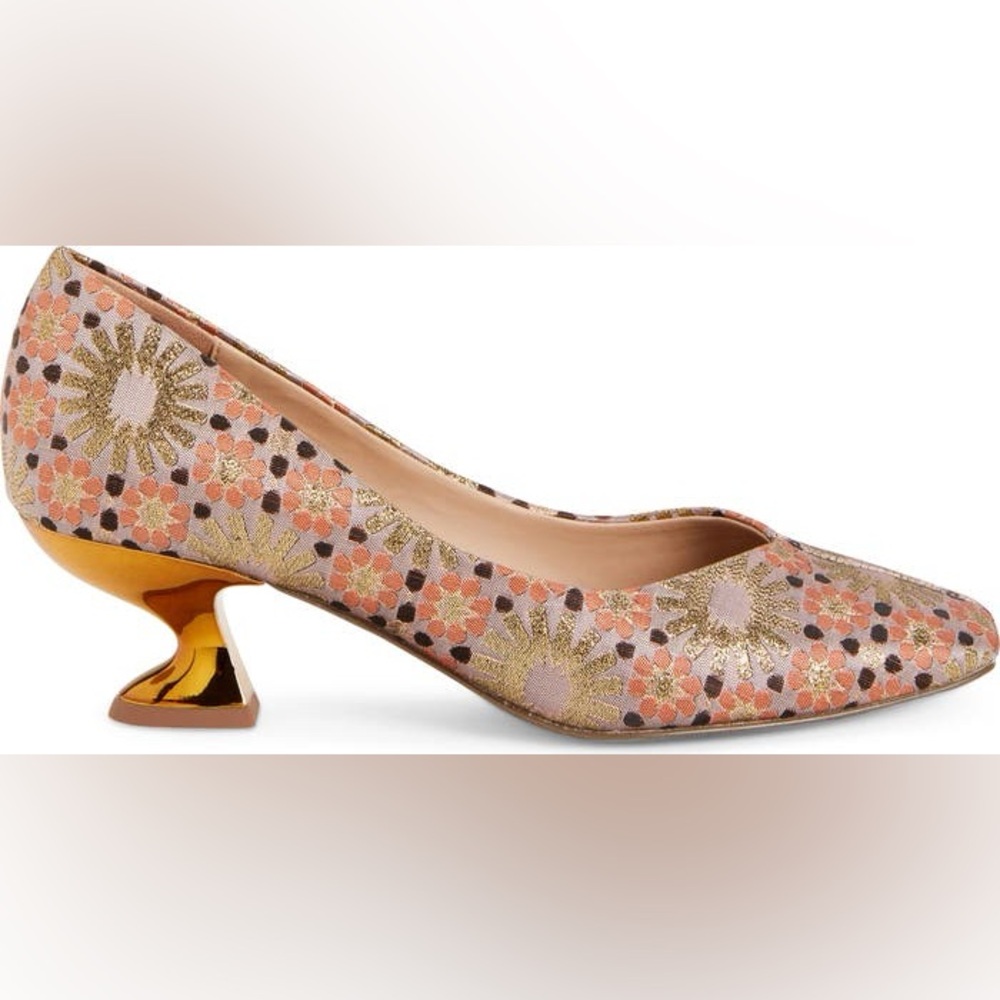 Katy Perry Laterr Floral Brocade Pumps Gold Statement Heel Regencycore Size 7 - Picture 10 of 10